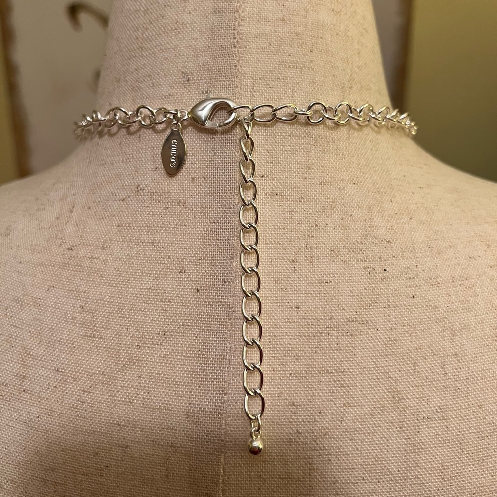 Chico’s Silver Layered Statement Necklace NWOT - Picture 5 of 8